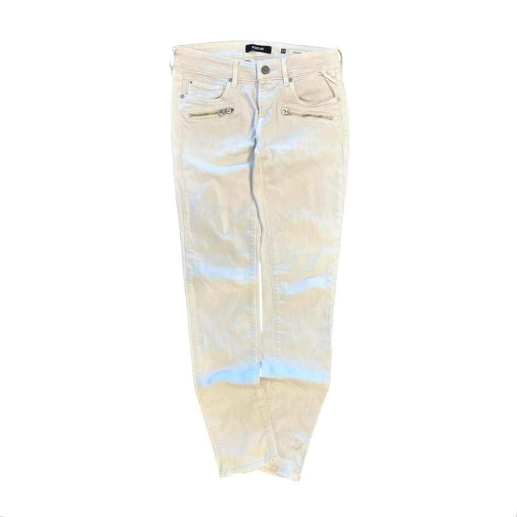 Replay 00s Indie Sleaze Zipper Pocket Skinny Denim Jeans White 4